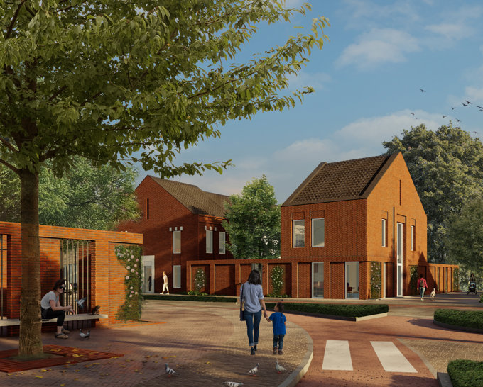 Moderne tuinmuren en gedraaide kapvormen geven een tijdloze invulling van karakteristieke elementen.